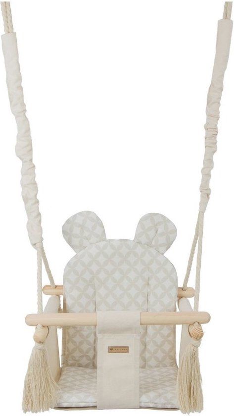 Baby Schommel - Hout - Crème met Diamant Print - Tot 20 kg