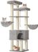 Arbre à chat Feandrea - troncs de 11 cm de diamètre - hauteur 186 cm - plusieurs niveaux pour grands chats - blanc / gris