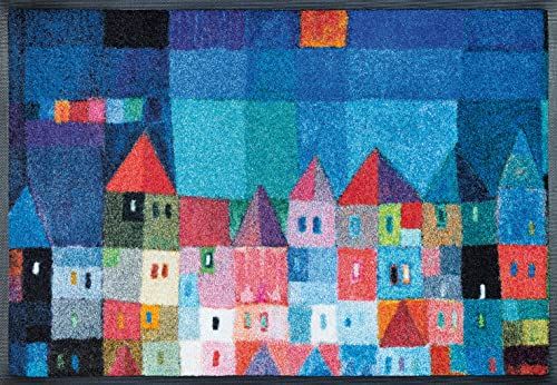 Wash+Dry Colourful Houses 50 x 75 cm Deurmat, Polyamide, Meerkleurig