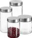Secret de Gourmet - Set de 4 boîtes de conservation pour cuisine - pots - verre - couvercle inox - 4 formats
