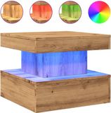 vidaXL Salontafel met LED-verlichting, Artisan-eikenhout, 50x50x40 cm