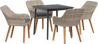 vidaXL Eettafel Set Lichtgrijs Polyrattan 5-delig