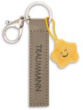 NICI Sleutelhanger droomman imitatieleren band olijf 10cm met ster
