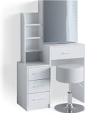Vicco Kaptafel Conrada, Wit, 80 cm met spiegel en kruk