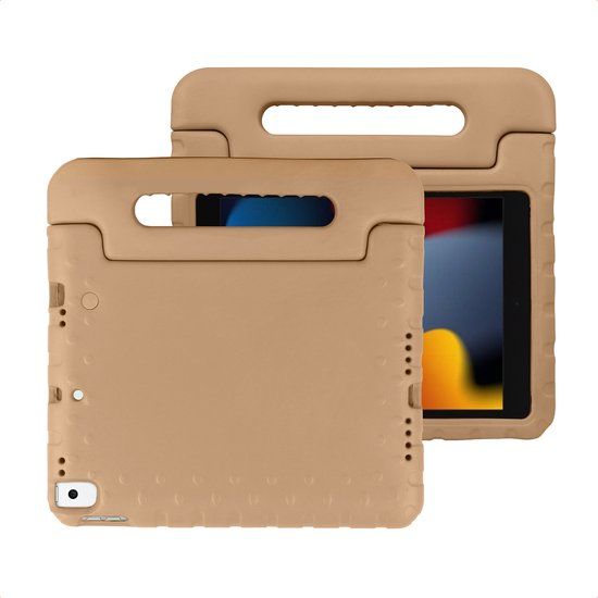imoshion Tablet Hoes Kinderen - Geschikt voor Apple iPad 9/8/7 10.2 inch (9e generatie 2021 / 8e generatie 2020 / 7e generatie 2019) - Kidsproof Kinder Hoes - Beige