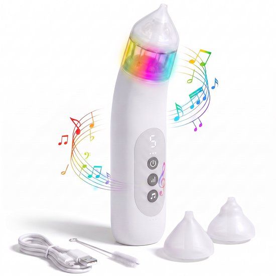 OPTIMERA - Neusreiniger voor baby's - Neusaspirator - Elektrische neusdouche - Ontharingsborstel, tang en opbergtas - 10 melodieën en lichten