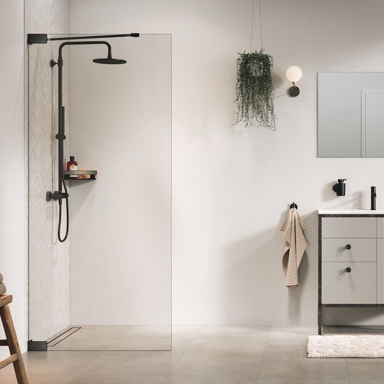 Sealskin Pure A3 Inloopdouche - 100x200 cm - 8mm Helder Veiligheidsglas - Geborsteld Gunmetal Grijs