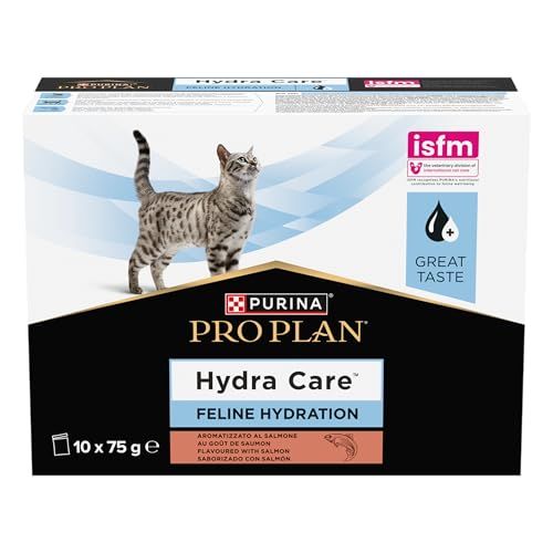 PURINA PRO PLAN HYDRACARE Kat Aanvullend voer om volwassen katten te helpen gehydrateerd te blijven, met zalm, zakken, 10 x 75 g