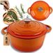 Hage - Kookpan - Gietijzeren Pot met Deksel - Geëmailleerd - Inductie & Oven Geschikt - Inclusief Mini Ovenhandschoenen & Onderzetter - Voor Braden, Stoven, Soep & Brood - 5 Liters - Ø26 cm - Oranje