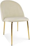 LEOBERT Eetkamerstoel INCA - Lichtbeige fluweel - Gouden metalen poten - Modern design