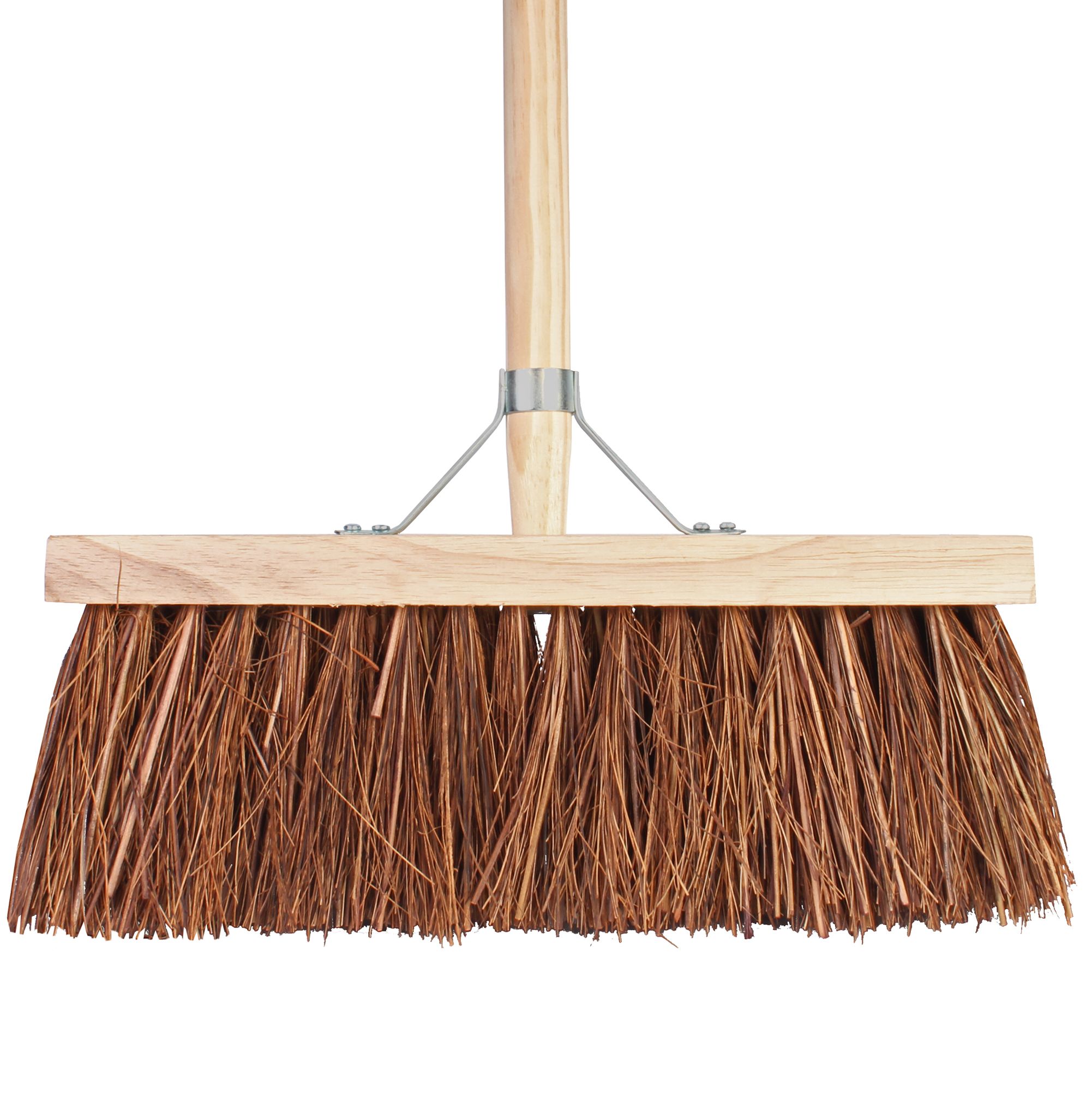 Talen Tools Bezem 41cm breed natuurvezel haren 140cm steel