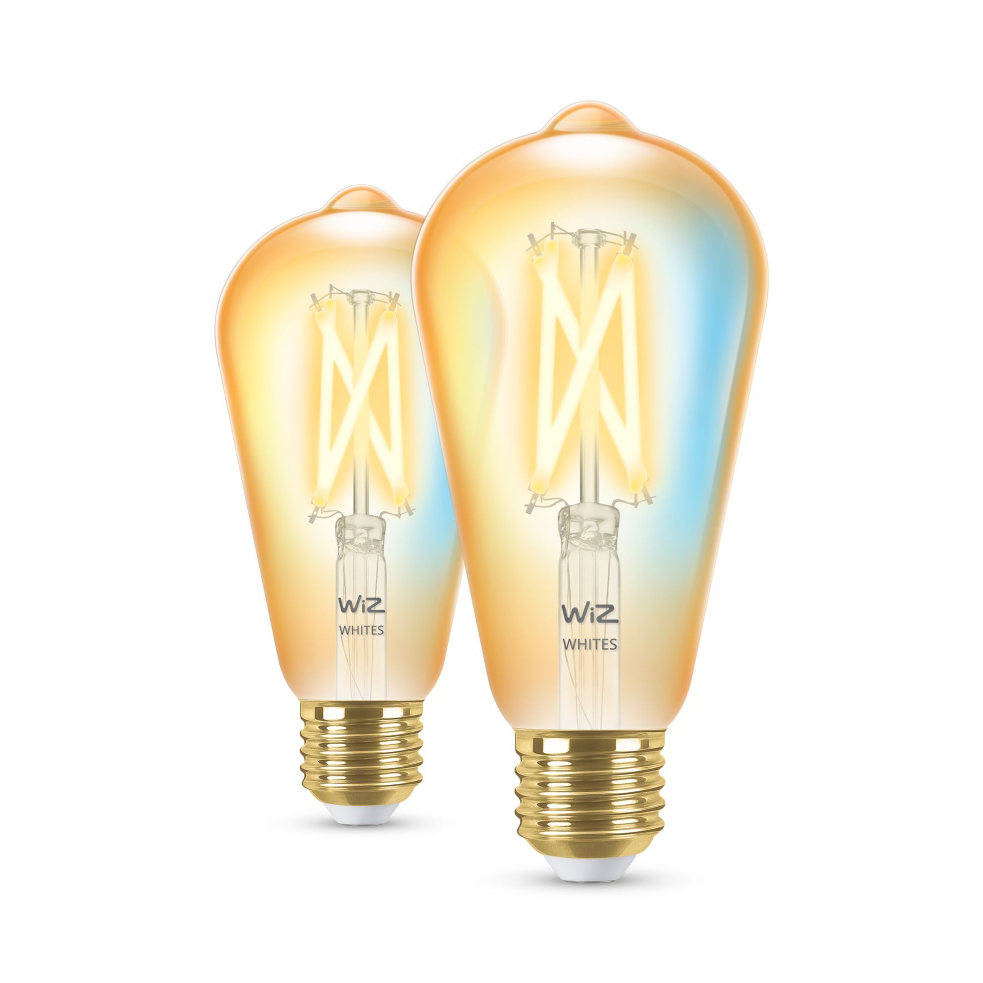 WiZ Smart LED Filament Lamp - E27 - 50W Equivalent - Gold - 2 Pack