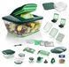 Merkloos Nicer Dicer Chef Groentesnijder - Groenteschaaf Multifunctioneel - 34-in-1 - Groen - Met Glazen Kom
