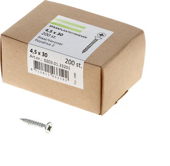 Merkloos / Sans marque Spaanplaatschroef vz pk pz-2 4.5x30 (200)