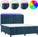 vidaXL Boxspringbed met matras en LED-verlichting, bleu foncé, 180x200 cm, velours