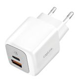 LogiLink PA0320SB Universele Snellader voor Mobiele Apparatuur, Wit, 20W, USB-C PD 3.0 & Quick Charge 4