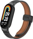 Strap-it Leren bandje met magnetische D-buckle sluiting - Geschikt voor Xiaomi Mi Smart Band 8 / Band 9 (zwart)