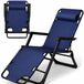 Fauteuil de jardin pliable, fauteuil de plage, 178 x 66 cm, avec repose-pieds, coussin et masque pour les yeux