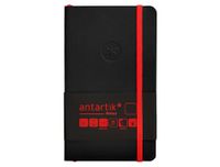 Antartik Notitieboekje met elastiek, wit deksel, A6, gladde vellen, zwart en rood, 100 vellen, 80 g, FSC