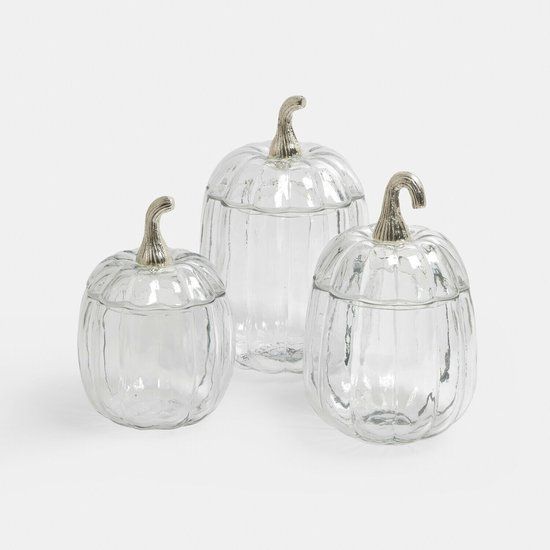 LOBERON Glazen pot set van 3 Alérisse helder/antiekzilverkleurig