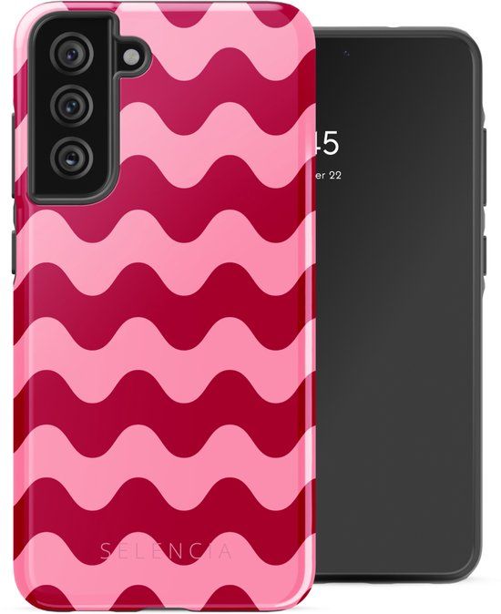 Selencia Hoesje - Geschikt voor Samsung Galaxy S21 FE - Backcover - Wave Vibes Lipstick