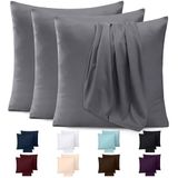 Utopia Bedding Kussensloop Set van 4 - Makkelijk te onderhouden Zachte geborstelde microvezel - Krimp en vervagingsbestendig (Grijs, 80 x 80 cm)