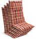 Beautissu HighLux HL Coussin de jardin Coussin d'assise à dossier haut 120x50cm Set de 4 Coussin de chaise pour chaises de jardin 7cm d'épaisseur Orange-Rouge-Vert à carreaux Fabriqué dans l'UE