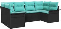 vidaXL - Tuinbank - Set - 4 zitplekken - Zwart - Polyrattan