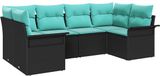 vidaXL - Tuinbank - Set - 4 zitplekken - Zwart - Polyrattan