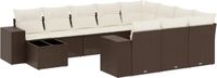 vidaXL 11-delige Loungeset met kussens, poly rattan, bruin
