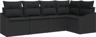 vidaXL - Banc de jardin - Set - 5 - pièces - Noir - poly - rotin