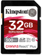 Kingston Technology 32GB Canvas React Plus SDHC UHS-II 300R/260W U3 V90 voor Full HD/4K/8K