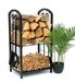 DanDiBo Porte-bûches pour poêle à bois, intérieur, métal, noir, 72 cm. Porte-bûches avec accessoires pour le poêle, modèle 96431.