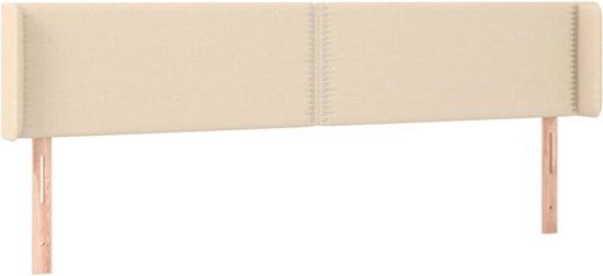 vidaXL Hoofdbord met randen 183x16x78/88 cm stof crèmekleurig