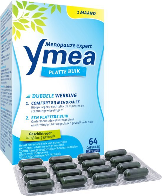 Ymea® Platte Buik 64 St. - Menopauze - Tegen Opvliegers & Opgeblazen Gevoel