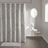 Douchegordijn Luxe getextureerd jacquard damast medaillon - machine wasbaar - moderne badkamerdecoratie - privacyscherm - 72"x72" zilver