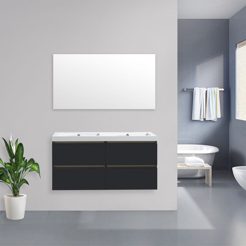 Badkamerplanet Badkamermeubel Trento Greeploos Keramiek 120 cm Hoogglans Antraciet met 4 Lades
