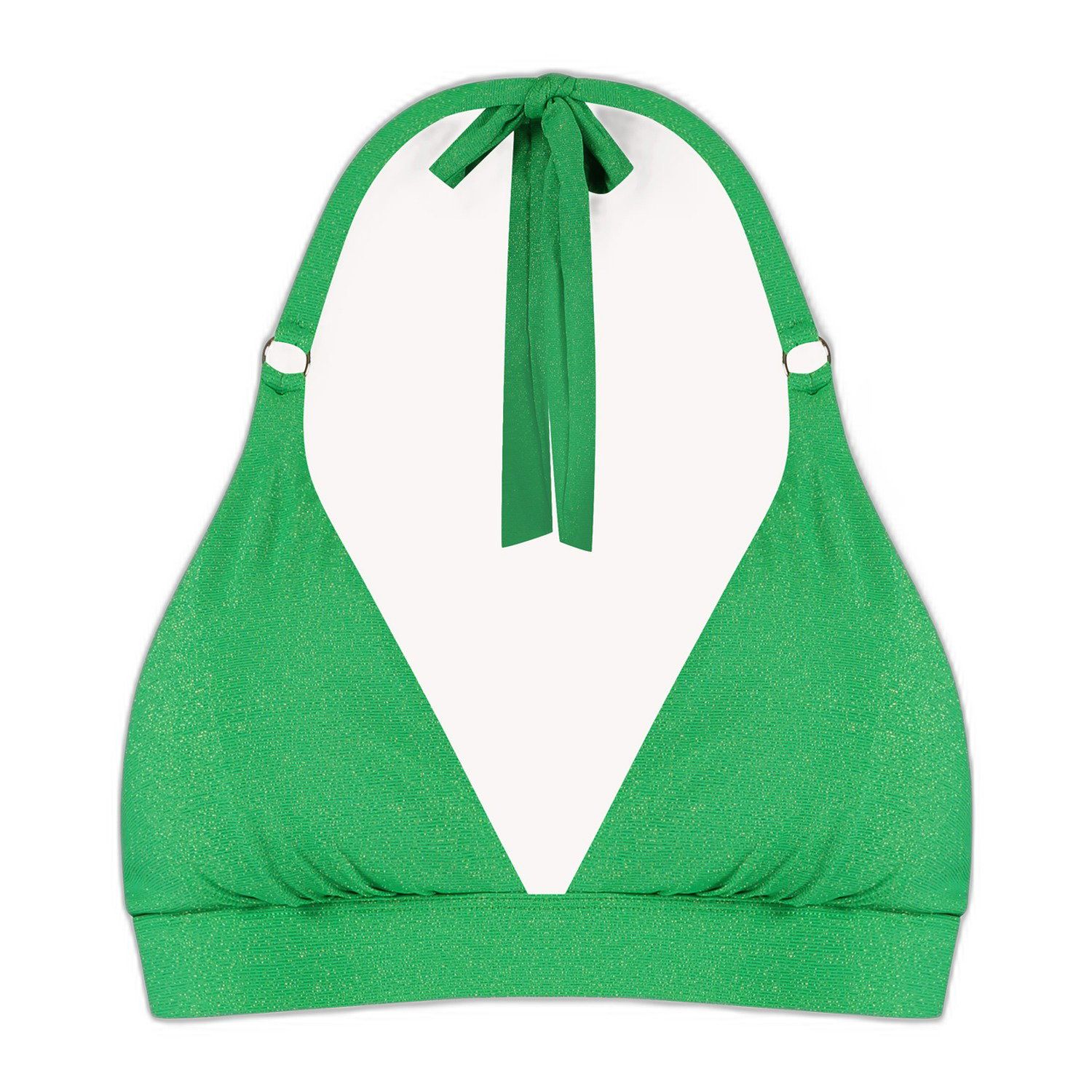 Cyell voorgevormde halter bikinitop met lurex groen