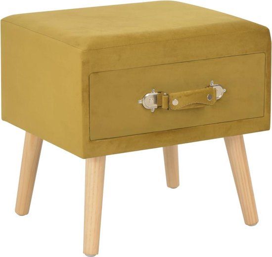 vidaXL Nachtkastje 40x35x40 cm fluweel mosterdkleurig