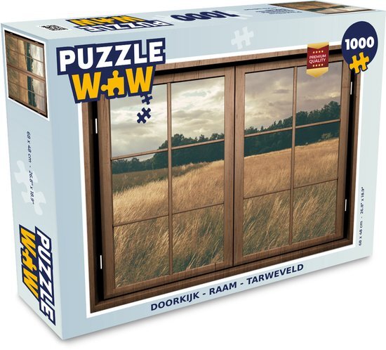 MuchoWow Puzzel Doorkijk - Ramen - Tarweveld - Legpuzzel - Puzzel 1000 stukjes volwassenen - Sinterklaas cadeautjes - Sinterklaas voor grote kinderen