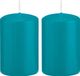 Trend Candles Bougie cylindrique/bougie tronc - 2x - turquoise - 5 x 8 cm - 18 heures de combustion