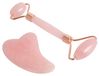 Ensemble de massage quartz rose avec Gua Sha