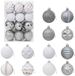 vidaXL Kerstballenset - 36 st - Wit en Grijs - 6 cm - Polystyreen