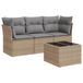 vidaXL 4-delige Loungeset met Kussens, Poly Rattan, Beige