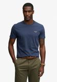 Superdry Essential Serif Logo T-shirt Slanke Pasvorm Heren XL Klassiek Marineblauw/Geel