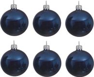 Decoris Kerstballen set - 12x stuks - blauw - glas - 6 cm - glans