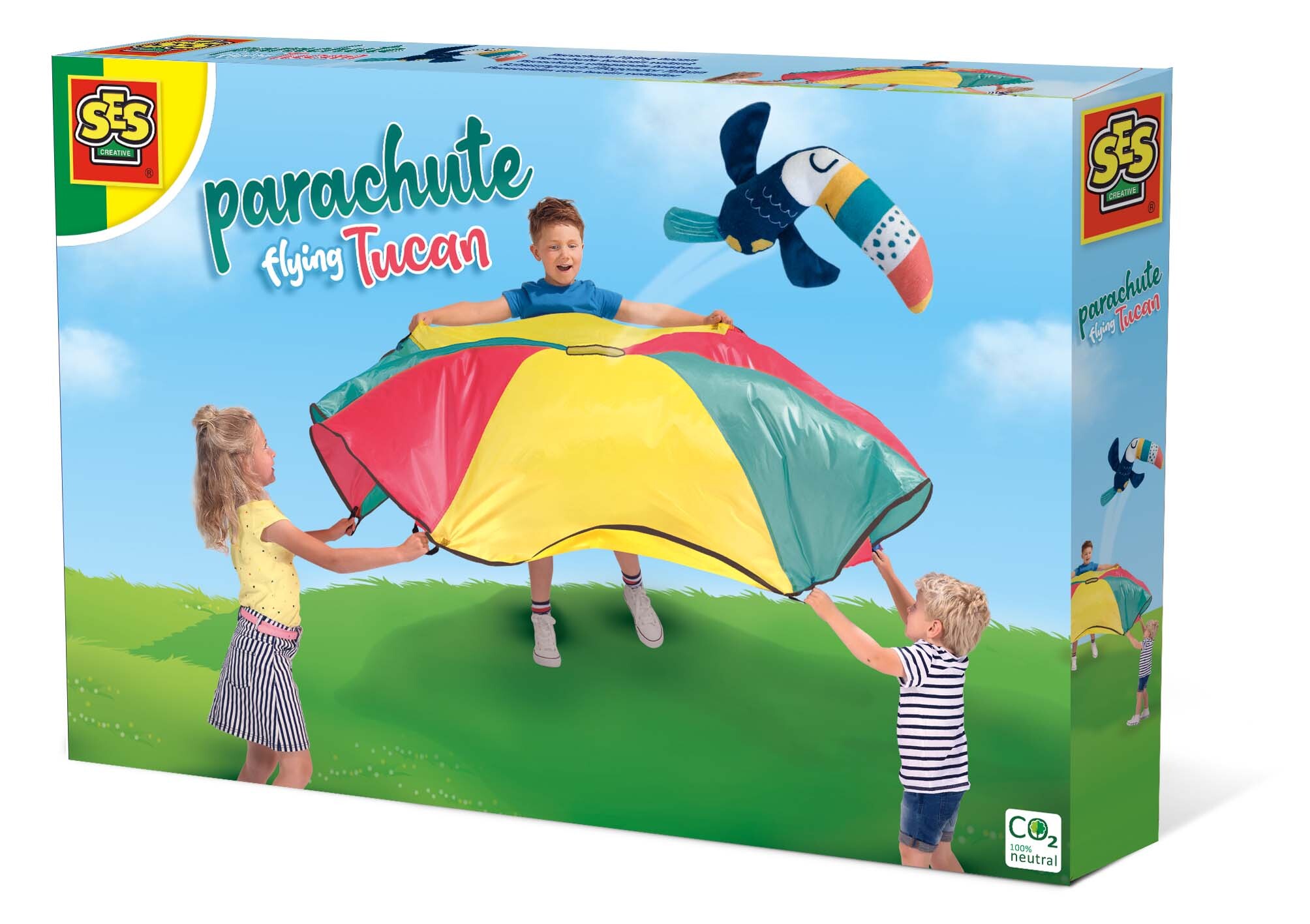 SES Creative Parachute vliegende toekan