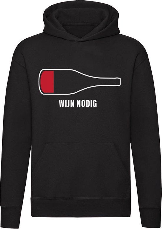 Wijn nodig Hoodie - Zwart - Unisex - XL