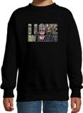 Bellatio Decorations Bol Tekst sweater I love chimpanzee monkeys zwart voor kinderen - maat 110/116