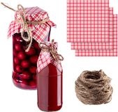 KADAX Rood Geruit Papieren Placemats voor Potten met Jutetouw - 50 Stuks